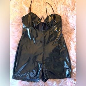 Dangerous Mind Latex Romper - Black